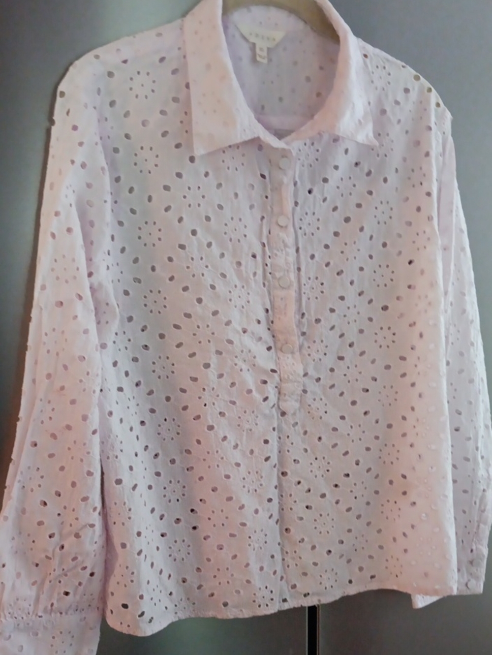 Adiva Pale Pink Eyelet Button-Front Blouse Size XL